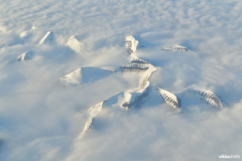 Besneeuwde bergtoppen van Spitsbergen