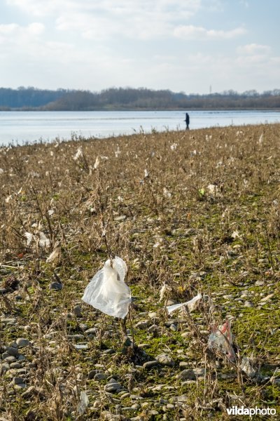 Afval na het wegtrekken van hoogwater