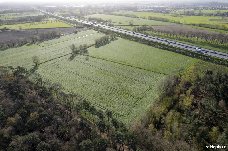 luchtfoto van het Provinciaal natuurdomein Hospicebossen