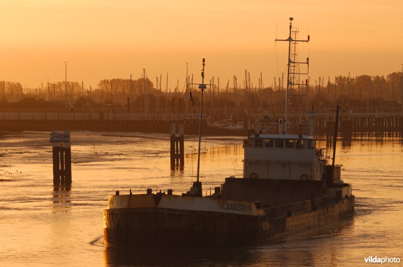 Baggerboot in de IJzermonding