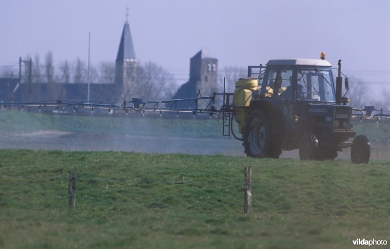 Sproeiende landbouwer