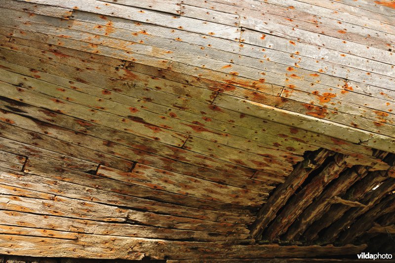 Detail van oude vissersboot