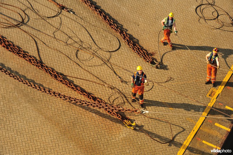 Arbeiders in de haven van Zeebrugge