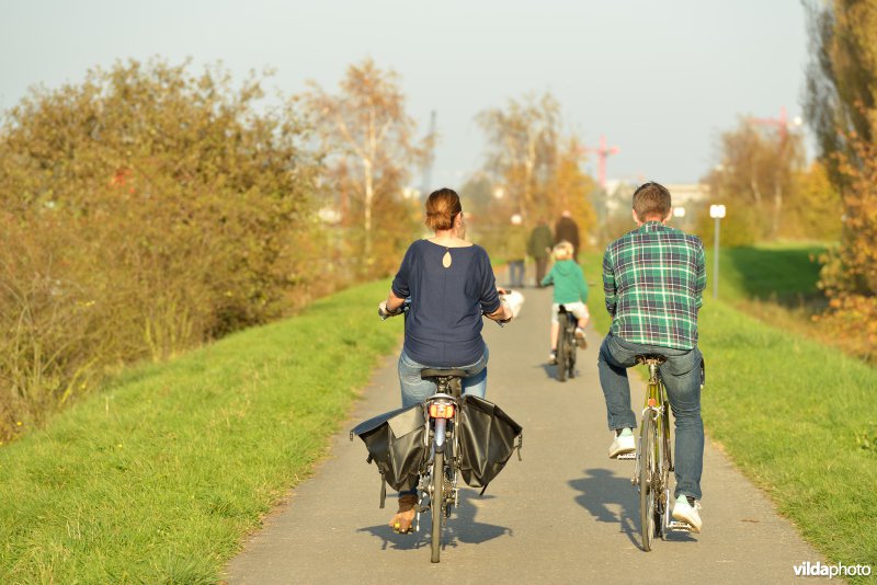 Fietsers aan de Hobokense polder